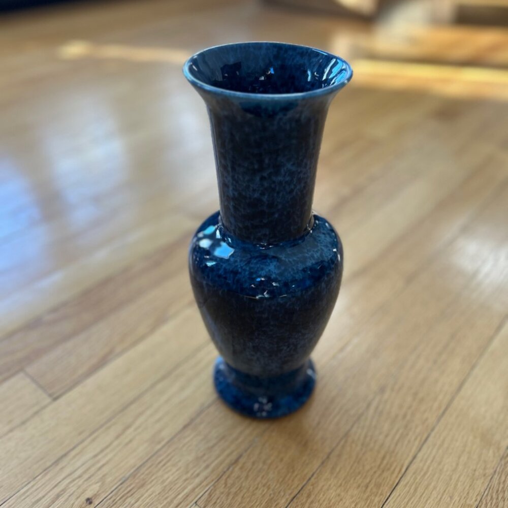 Coronet ceramics deep blue glazed vase